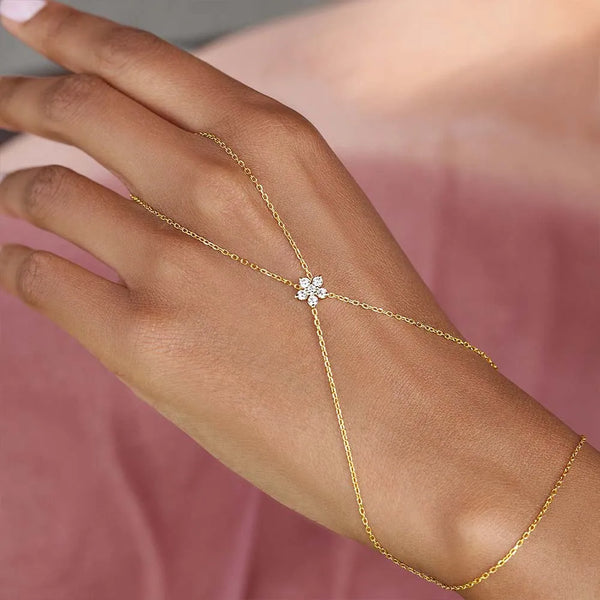 Stonefans New Simple Flower Bracelet Handmade For Women Trendy Dainty Personalized | Adjustable Hand Chain Jewelry Ring Bracelet
