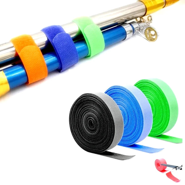 1/3/5m  Fishing Rod Tie Holders Straps Belts Suspenders Fastener Hook Loop Cable Cord Ties Belt Fishing Tools Accessories Gadget