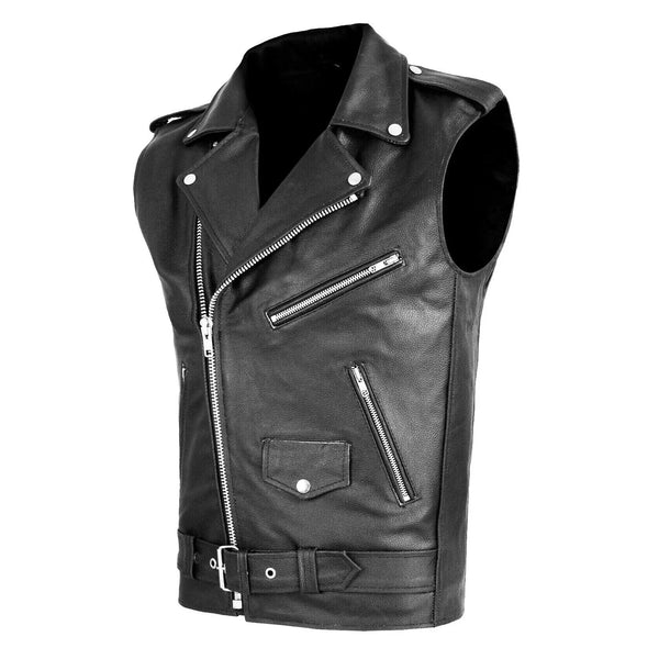 Motorcycle Pu Leather Vest Male Sleeveless Windbreaker Coat Trendy Fashionable Jacket Zipper Button Casual Waistcoat Chalecos