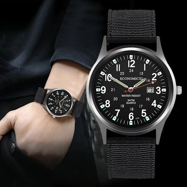 Business Watches For Man Clock With Calendar Men'S Geometric Nylon Watch Quartz Round Creative Function Relogio Mascullino