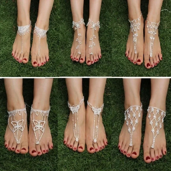Women Fashion Barefoot Beach Sandals Jewelry Foot Chain Ankle Bracelet Toe Ring Accessoires Female Birthday Gift Ankle Bracelet