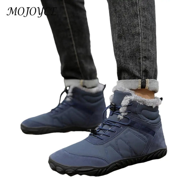 Winter Snow Boots Barefoot Hiking Shoes Waterproof High-Top Booties Anti Slip Minimalist Five Finger Boots for Hiking Climbing