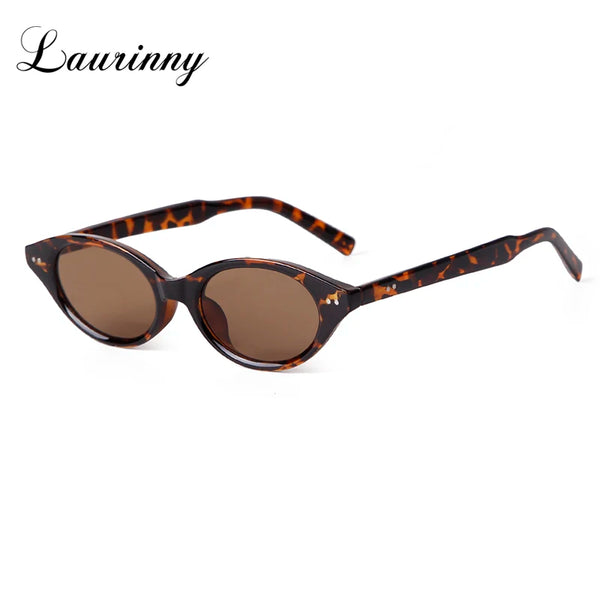Trend Tortoise Shell Cat Eye Sunglasses 2024 Women Men Brand Designer Sun Glasses Cateye Rivets Narrow Frame Shades Female UV400
