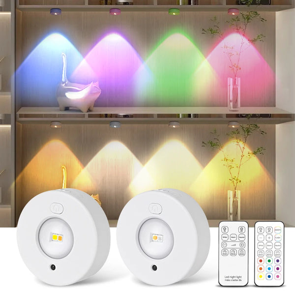 LED Under Cabinet Lights With Remote Control Home Decor RGB Wireless adhesive Led Lights Wardrobe Night Lamp Bedroom Kitchen