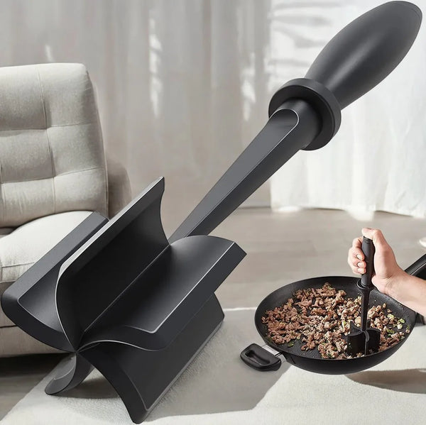 Meat Chopper for Ground Beef, Heat Resistant Meat Masher for Hamburger Meat 5 Curved Blades Ground Beef Smasher Kitchen Gadgets