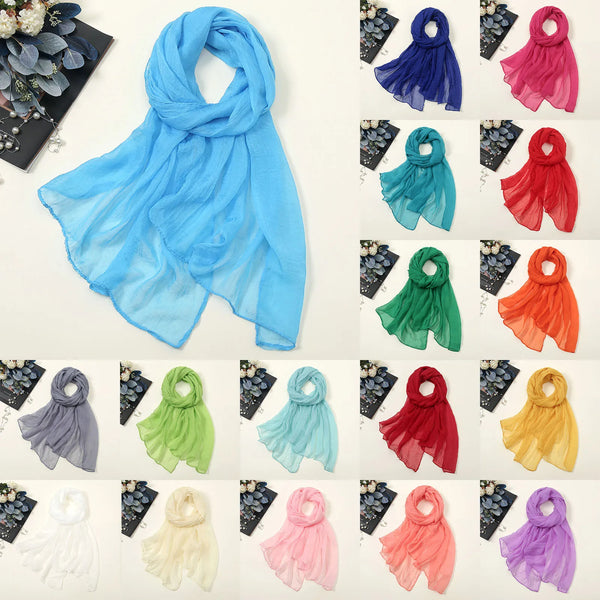 Chiffon Scarf For Women Multicolor Solid Color Thin Silk Scarves for Sunscreen Summer Beach and Travel Scarf Shawls Wraps