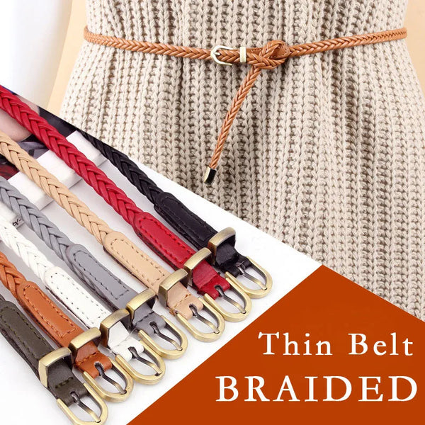 Braided Belt Women Pin Buckle Vintage Casual Thin Belt Waist Rope Decorative Dress Shirt Small Belt Versatile Belts Cinturon
