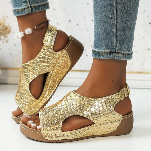 Women Flat Sandals Wide Width Low Heel Ladies Summer Retro Solid Colour Leather Slope Dressy Flat Sandals With Arch Support