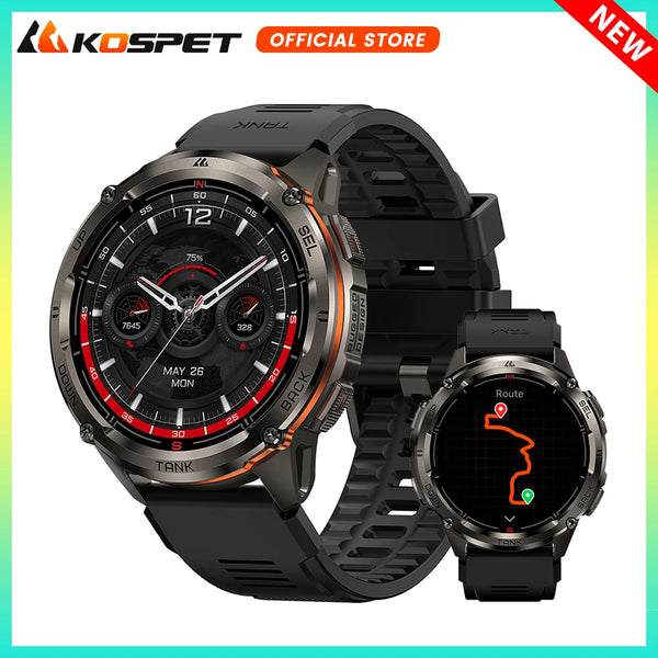 KOSPET TANK T3 Ultra 2 GPS Smart Watch For Men Smartwatch Compass Altimeter Barometric 5ATM IP69K Waterproof AMOLED Mens Watches