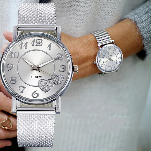 Watches For Women On Sale Clearance Bracelet Silver Stainless Steel Quartz Wrist Watch Ladies Rhinestones Elegant Reloj Hombre
